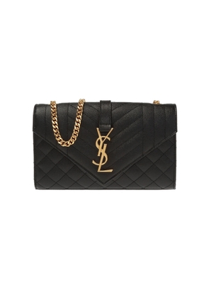 Saint Laurent Ladies Envelope Quilted Shoulder Bag In Black