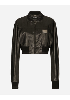 Dolce & Gabbana Short Nappa Leather Bomber Jacket With Tag - Woman Coats And Jackets Black Leather 44