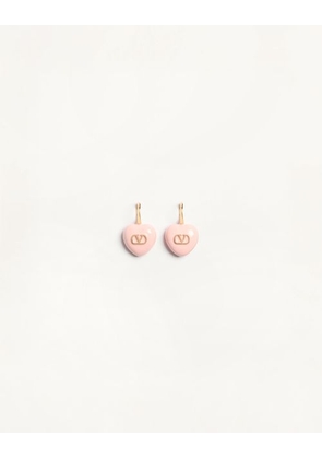 Valentino Garavani Coeur Royal Metal and Enamel Earrings Woman GOLD/PINK UNI