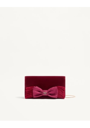 Valentino Garavani VLogo Signature Mini Velvet Shoulder Bag Woman MAROON UNI