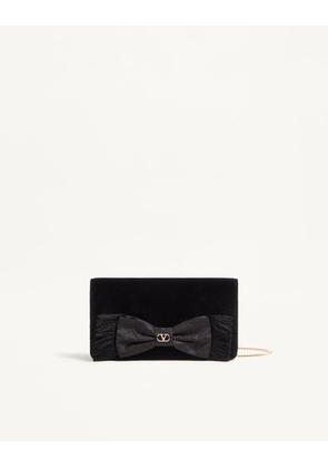 Valentino Garavani VLogo Signature Mini Velvet Shoulder Bag Woman BLACK UNI