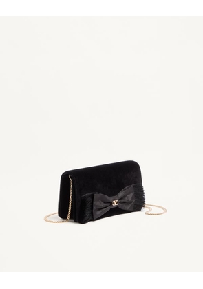 Valentino Garavani VLogo Signature Mini Velvet Shoulder Bag Woman BLACK UNI