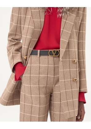 Valentino Garavani VLogo Signature Reversible Shiny Calfskin Belt - 30Mm / 1.2 In. Woman BLACK/DEEP CARAMEL 070