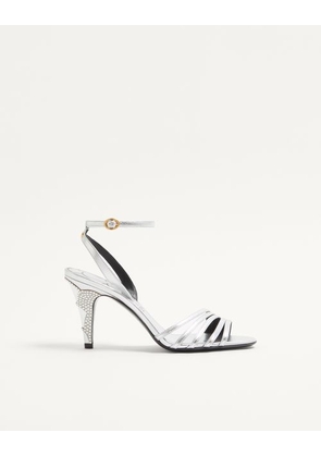 Valentino Garavani Ladycrush Laminated Nappa Sandal With Crystals 85Mm Woman SILVER 35