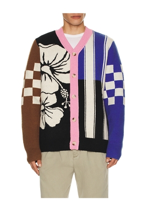 Duvin Design Hibiscus Stripe Cardigan in Black. Size L. Also in M, S, XL/1X.