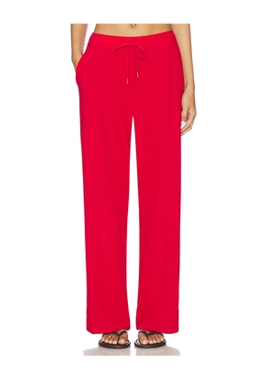 Beyond Yoga Breathe Easy Ribbed Wide Leg Pant in Red. Size L. Also in M, XL, XS.