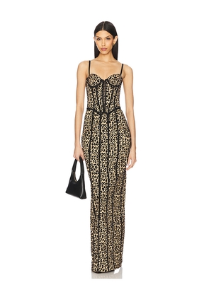 GIUSEPPE DI MORABITO Bustier Maxi Dress in Tan. Size 40. Also in 42.