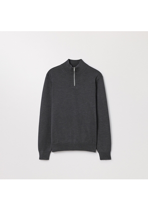 The Merino Half Zip Sweater Charcoal Melange
