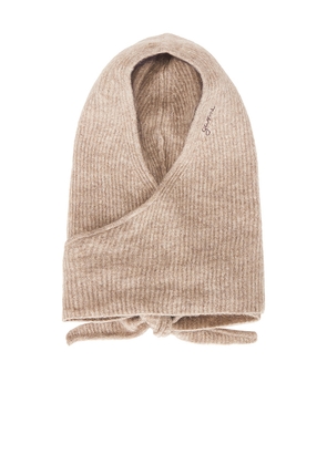 Ganni Soft Balaclava in Brown.