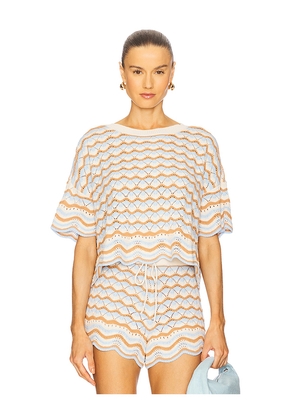 LSPACE Sunchaser Top in Cream,Baby Blue. Size L. Also in M, S, XL, XS.