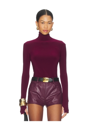 Norma Kamali Slim Fit Long Sleeve Turtle Top in Burgundy. Size L. Also in M, S, XL, XS.