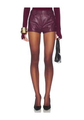 Norma Kamali High Waist Jean Short in Burgundy. Size L. Also in M, S, XS, XXS.