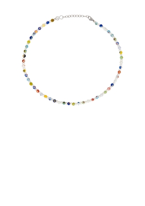 Nialaya Pearl And Handpainted Glass Beads Necklace in White,Blue. Size 20in. Also in .