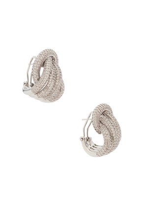 SHASHI Margaux Pave Earring in Metallic Silver.