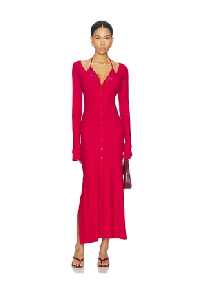 Vaillant Ribbed Jersey Cardigan Dress in Fuchsia. Size 34. Also in 36, 38, 40, 42.