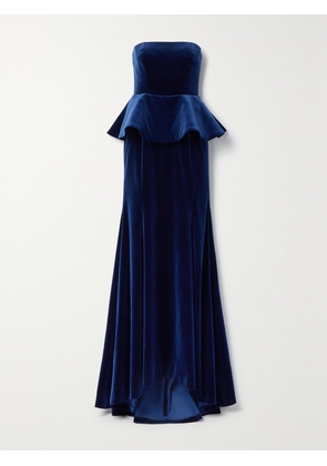 Oscar de la Renta - Strapless Ruffled Velvet Gown - Blue - US0,US2,US4,US6,US8,US10,US12,US14,US16