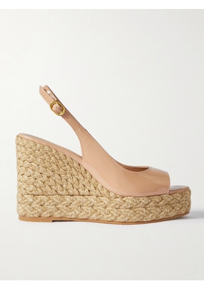 Stuart Weitzman - Island Patent-leather Wedge Espadrille Slingback Sandals - Neutrals - US5,US5.5,US6,US6.5,US7,US7.5,US8,US8.5,US9,US9.5,US10,US10.5,US11,US11.5,US12