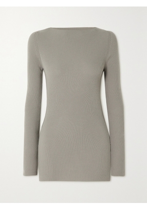 Rick Owens - Cutout Ribbed Wool Top - Gray - x small,small,medium,large,x large