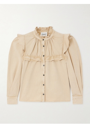 Marant Étoile - Idety Ruffled Cotton-chambray Blouse - Neutrals - FR 34,FR 36,FR 38,FR 40,FR 42,FR 44