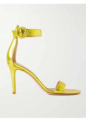Gianvito Rossi - Portofino 85 Metallic Leather Sandals - Yellow - IT35,IT36,IT37,IT37.5,IT38,IT38.5,IT39,IT39.5,IT40,IT40.5,IT41,IT42