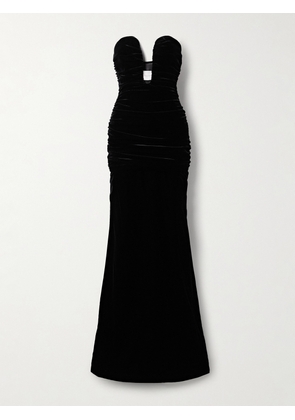 Carolina Herrera - Strapless Ruched Layered Velvet Gown - Black - US0,US2,US4,US6
