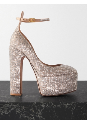 Valentino Garavani - Crystal-embellished Suede Platform Pumps - Silver - IT35,IT36,IT36.5,IT37,IT37.5,IT38,IT38.5,IT39,IT39.5,IT40,IT40.5,IT41,IT41.5,IT42