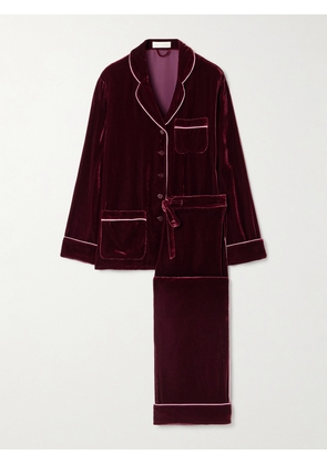 Olivia von Halle - Coco Velvet Pajama Set - Burgundy - x small,small,medium,large,x large