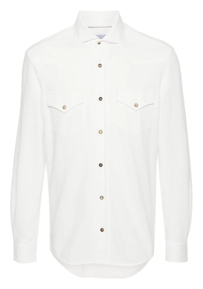 Brunello Cucinelli piqué cotton shirt - White