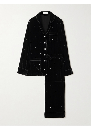 Olivia von Halle - Coco Crystal-embellished Velvet Pajama Set - Black - x small,small,medium,large,x large