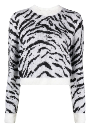 Alessandra Rich zebra intarsia knitted sweater - White