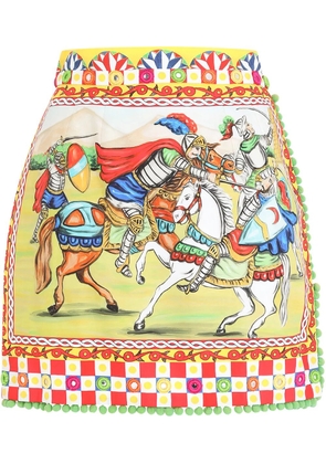 Dolce & Gabbana Carretto-print poplin miniskirt - White