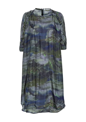 Henrik Vibskov landscape-print gathered midi dress - Grey
