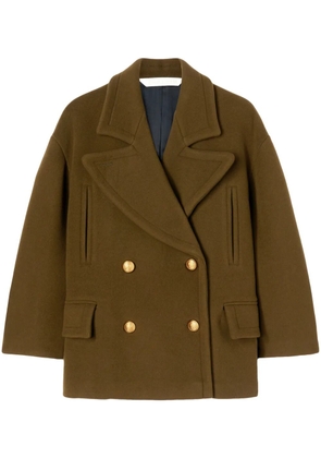 Palm Angels palm-embroidery double-breasted coat - Brown