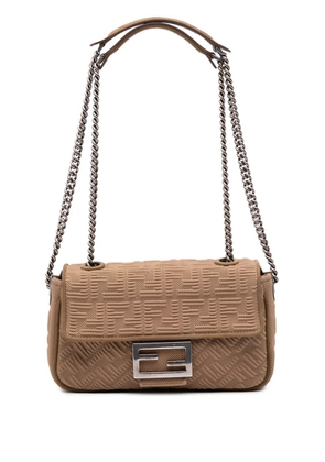 Fendi Pre-Owned 2000-2025 Zucca Canvas Chain Midi Baguette satchel - Brown