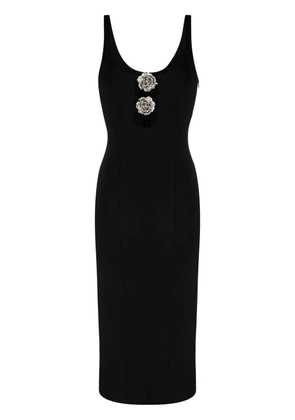 Blumarine metallic floral-appliqué midi dress - Black