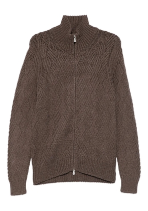 Barba zip-up cardigan - Brown