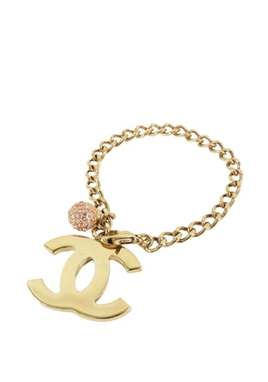 CHANEL Pre-Owned 2002 Gold Plated CC Rhinestones Charm Bracelet costume bracelet