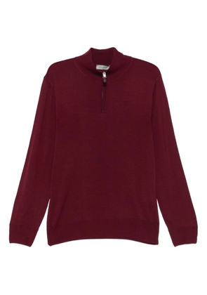 Canali high-neck zip-front sweater - Red
