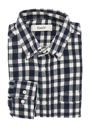 Foret gingham-pattern cotton shirt - Blue