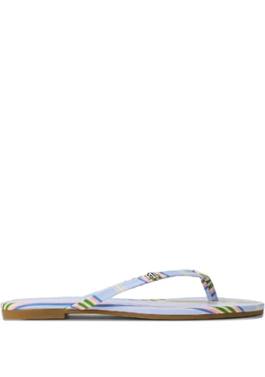 Lauren Ralph Lauren striped logo-plaque flip-flops - Blue