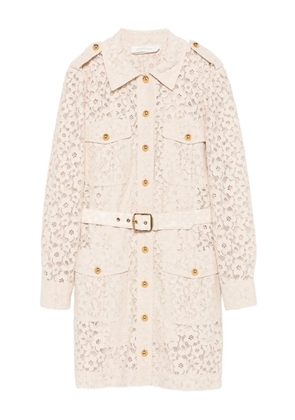 ZIMMERMANN floral-lace belted mini dress - Neutrals