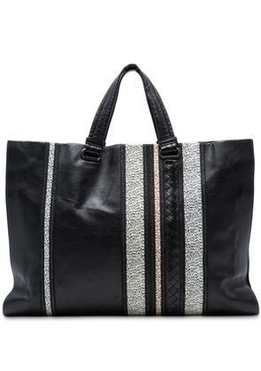 Bottega Veneta Pre-Owned 2012-2025 Intrecciato Trimmed Nappa Vertical Stripe Tote satchel - Black