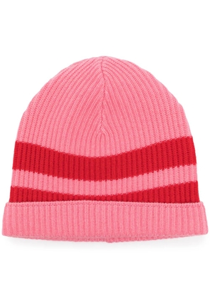 Cashmere In Love Bia striped-knit beanie - Pink