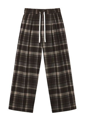 b+ab elastic-waistband checked trousers - Brown