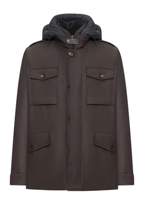 Moorer Isac hooded wool field jacket - Brown