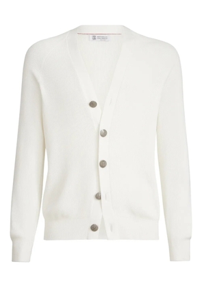 Brunello Cucinelli english rib raglan cardigan - White