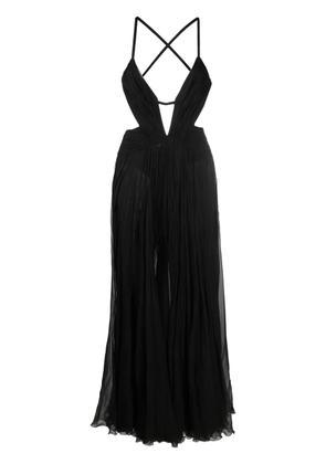 Roberto Cavalli draped backless silk dress - Black
