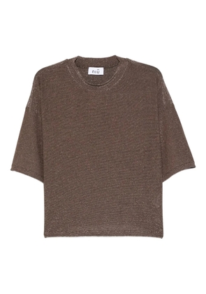 Niu glitter-effect short-sleeve T-shirt - Brown