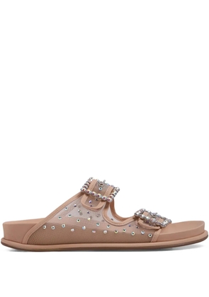 Le Silla crystal-embellished slides - Neutrals