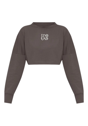 Palm Angels logo-print cropped sweatshirt - Grey